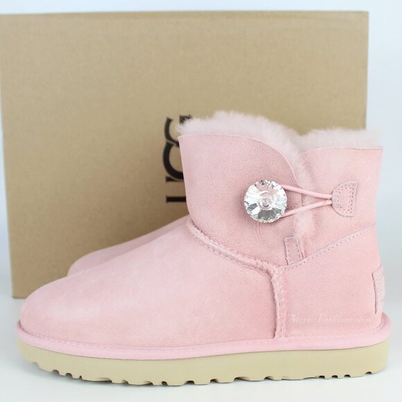 NEW UGG Mini Bailey Swarovski Crystal Button Boot - Picture 1 of 16